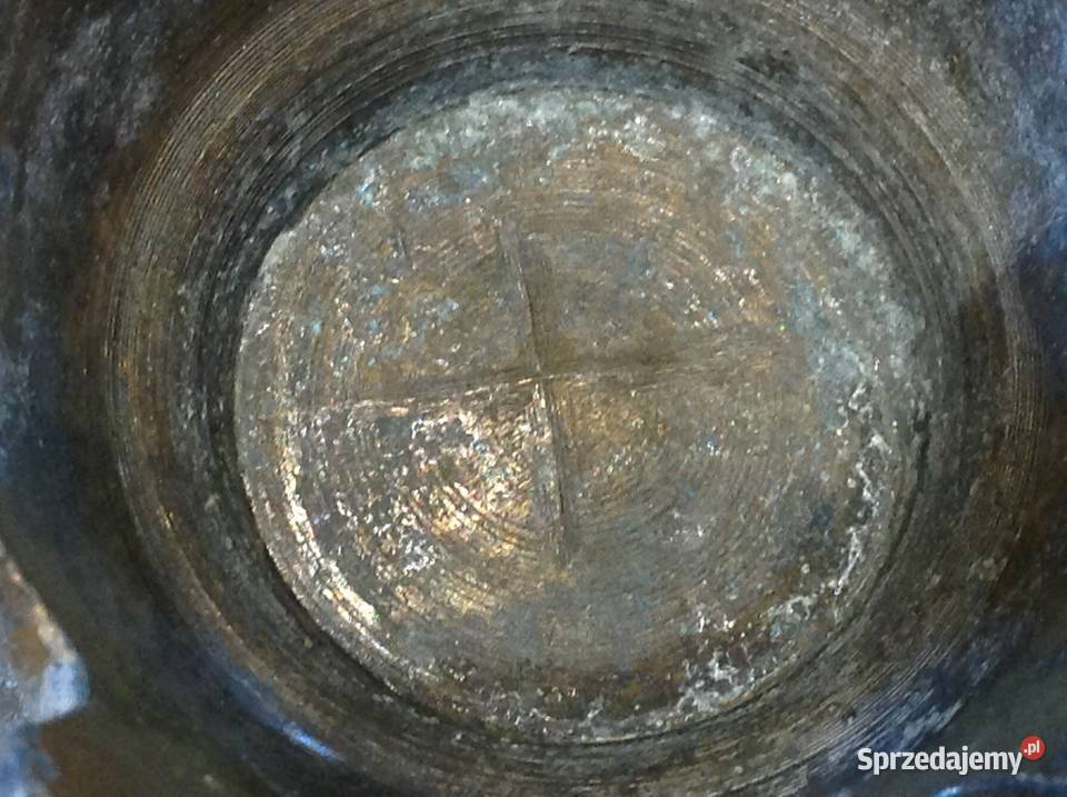 Stary Dzbanek Wazon Cyna Mosiądz Sygnowany Nowa Sól