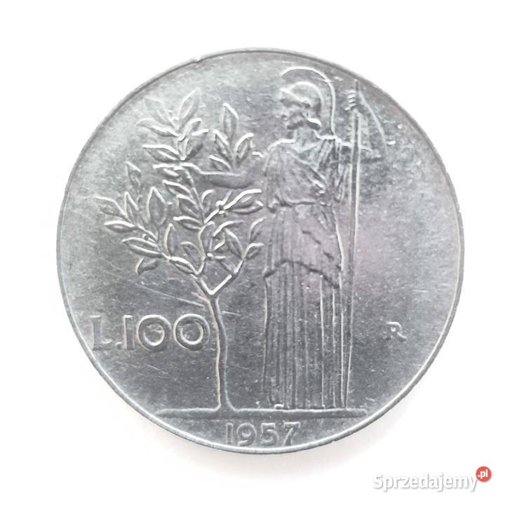 100 lirów z 1957rWłochy Rzadka moneta ze skrętką Żary