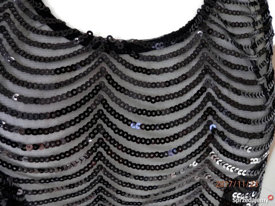 Bluzka Top Czarny Cekiny Siateczka Cekinowa bez rękawa Łomża sprzedam