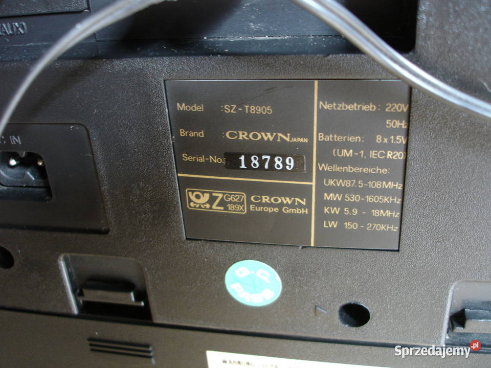 Radiomagnetofon CROWN SZT8905 lubuskie Zielona Góra