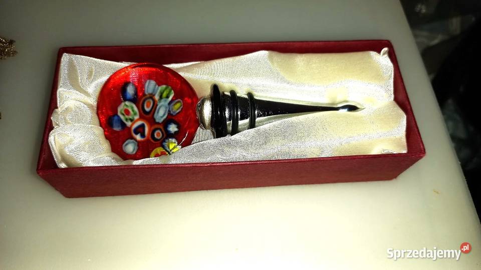 KOREK do wina szkło Murano stal nierdzewna nowy Poznań