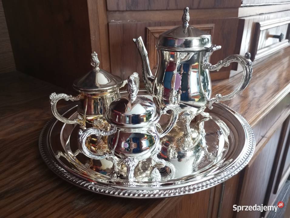 Posrebrzany mini zestaw do kawy herbaty lubelskie Biłgoraj