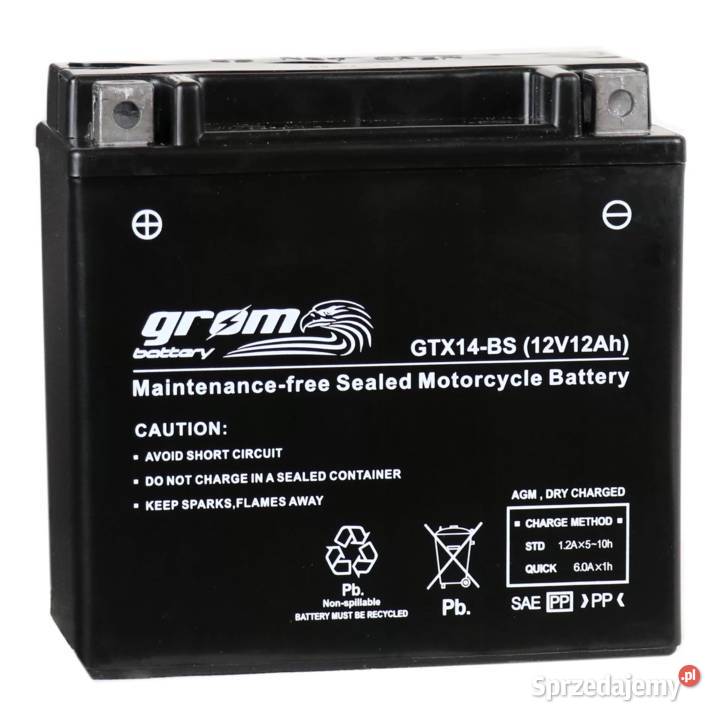 Akumulator motocyklowy GROM GTX14BS 2V 12Ah 200A Konin