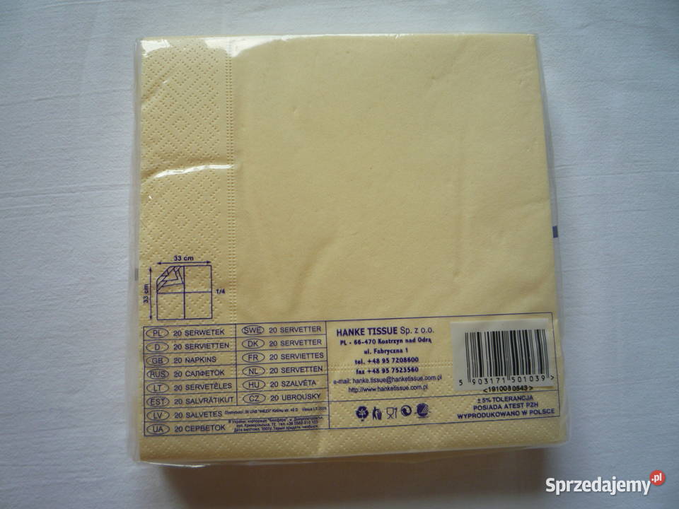 Serwetki papierowe Kremowe 20 sztuk zachodniopomorskie