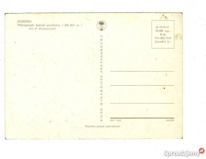 KŁODZKO KOŚCIÓŁ PARAFIALNY POCZTÓWKA Krynki