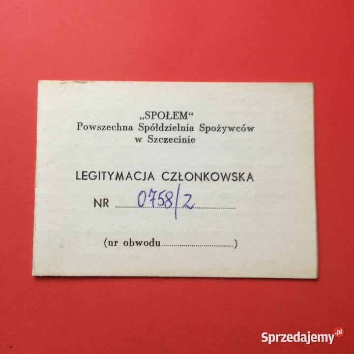 1907 Legitymacja Społem Przeradzki sprzedam