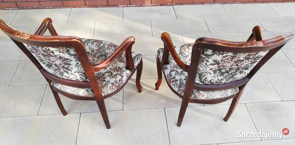 Fotel Ludwik stylowy na giętych nogach krzesło Sulbiny