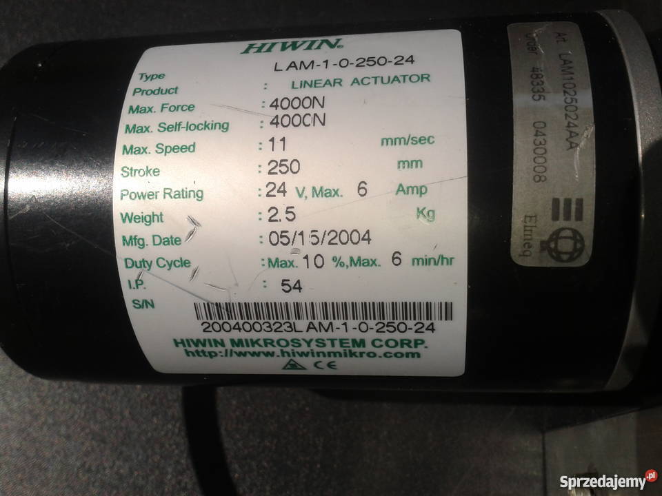 Siłownik elektrycznyHIWIN LAM 10250mm Gołębiewo sprzedam