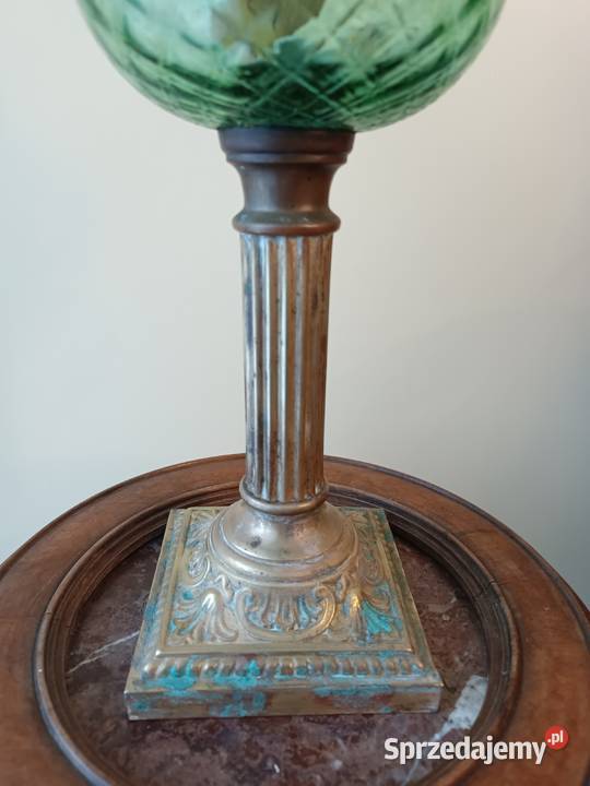 Lampa naftowa kolumnowa mosiądz Francja XIX w Budzyń