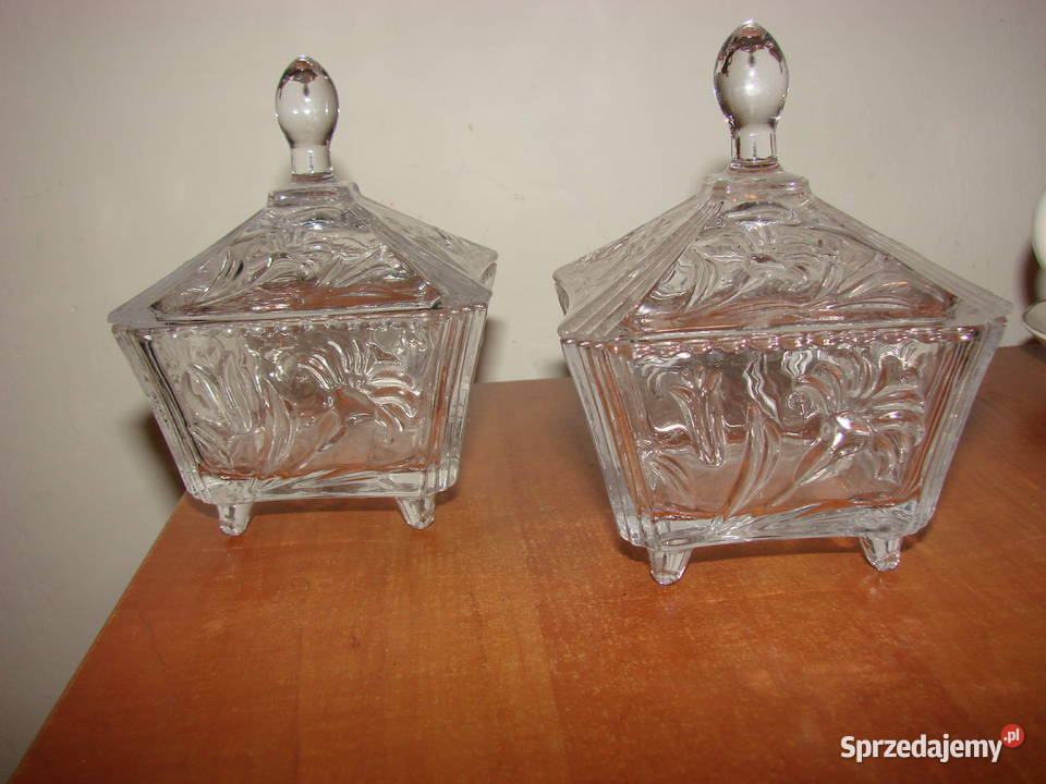 mała szklana cukiernica 2 Cukiernice Pruszcz Gdański sprzedam