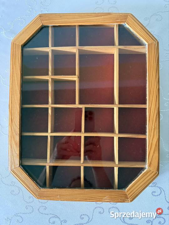 Witryna Ścienna Drewniana Oszklona Vintage Retro Czerwionka-Leszczyny