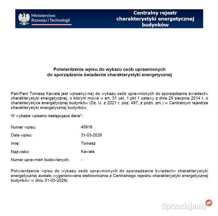 certyfikat energetyczny świadectwo energetyczne Wrocław