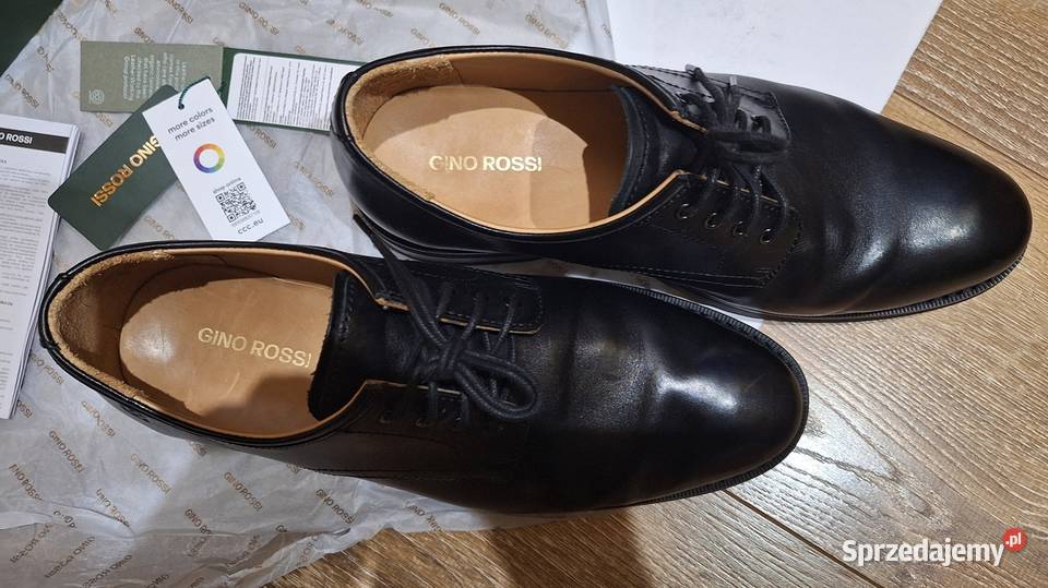 Gino Rossi męskie półbuty wizytowe 43 czarne skóra Półbuty