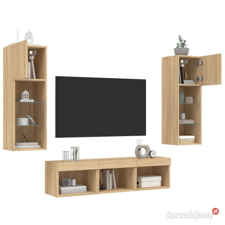 5częściowy zestaw mebli TV z LED dąb sonoma Warszawa
