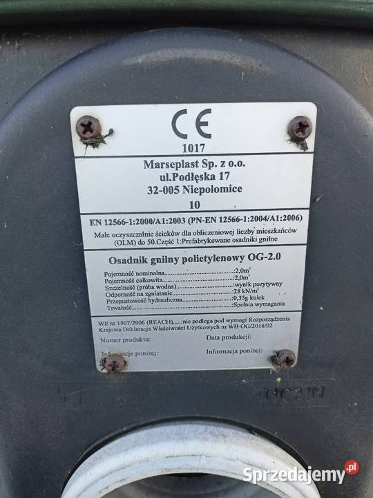 Sprzedam przydomową oczyszczalnie ścisków Wnorów