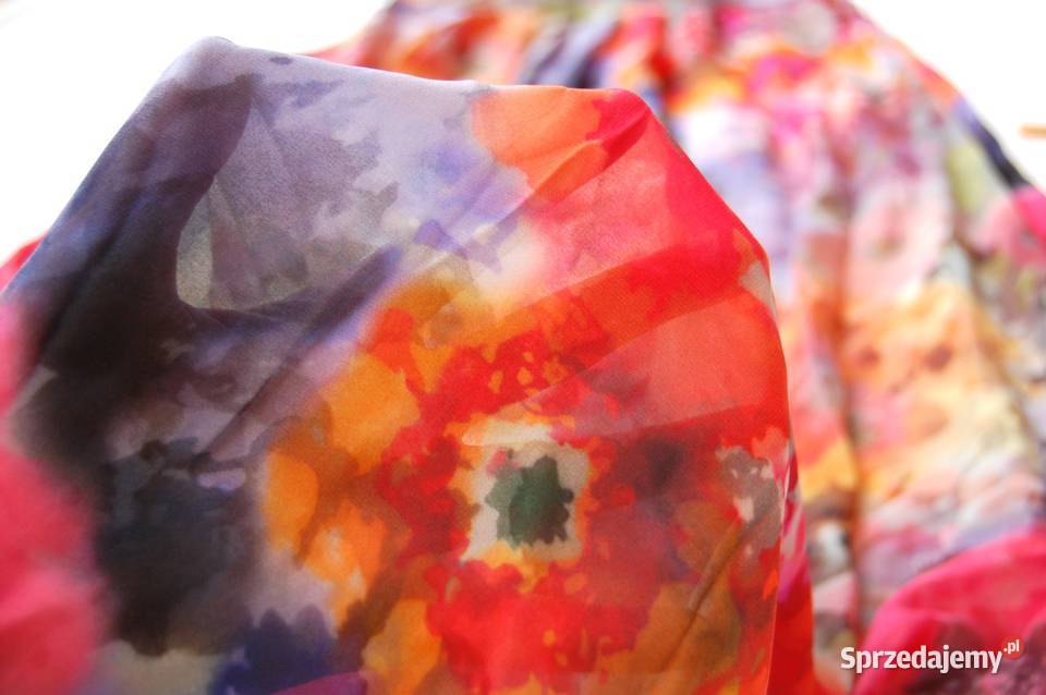 Letnia zwiewna spódnica maxi Mohito 34 XS kwiaty Długość Maxi Lublin