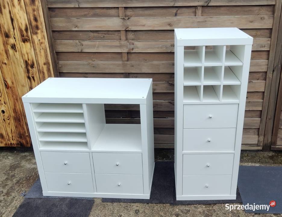 Komplet IKEA Kallax 2 x regał biały akcesoria Regały