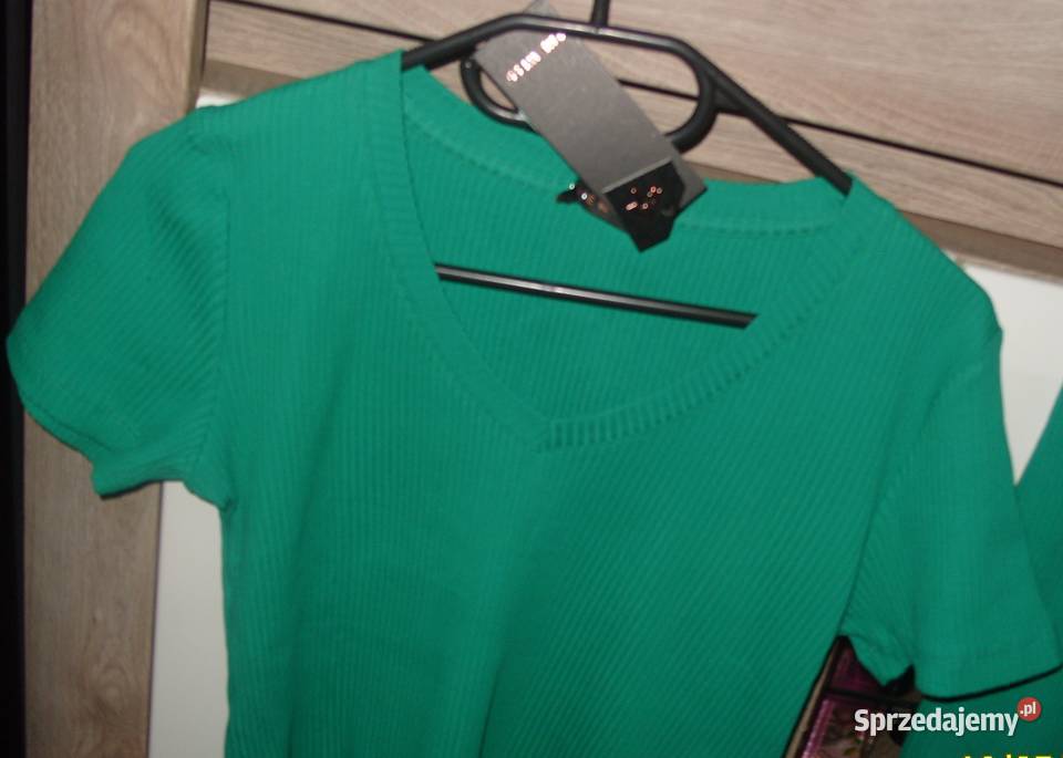 Zielony Komplet prążek spódniczka bluzka r LXL Rawicz