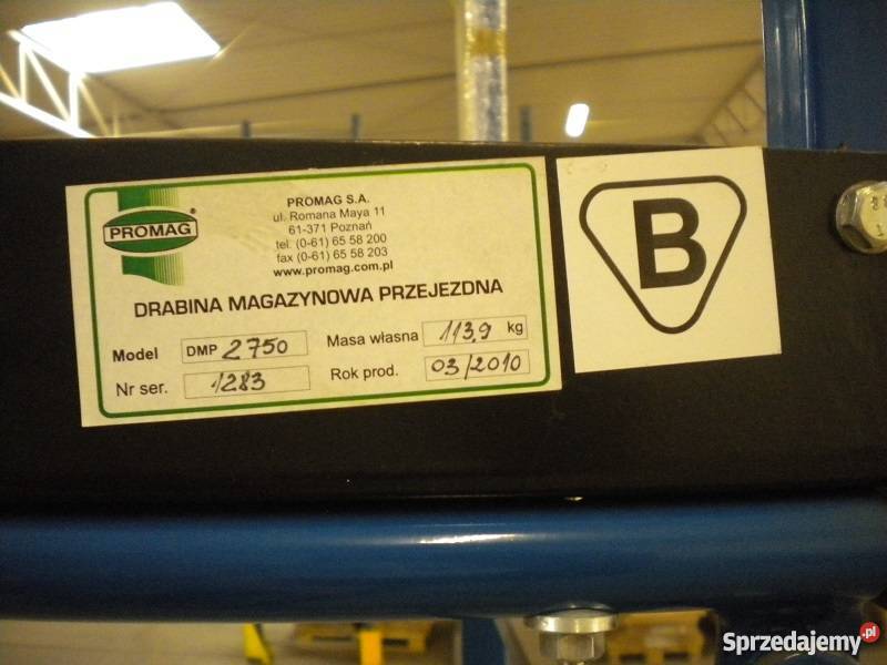 Drabiny magazynowe przejezdne firmy PROMAG Magazynowanie Sady