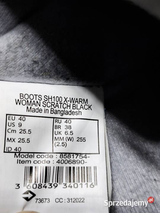 Quechua 40 ocieplane zimowe śniegowce czarny Kozaki Kraków