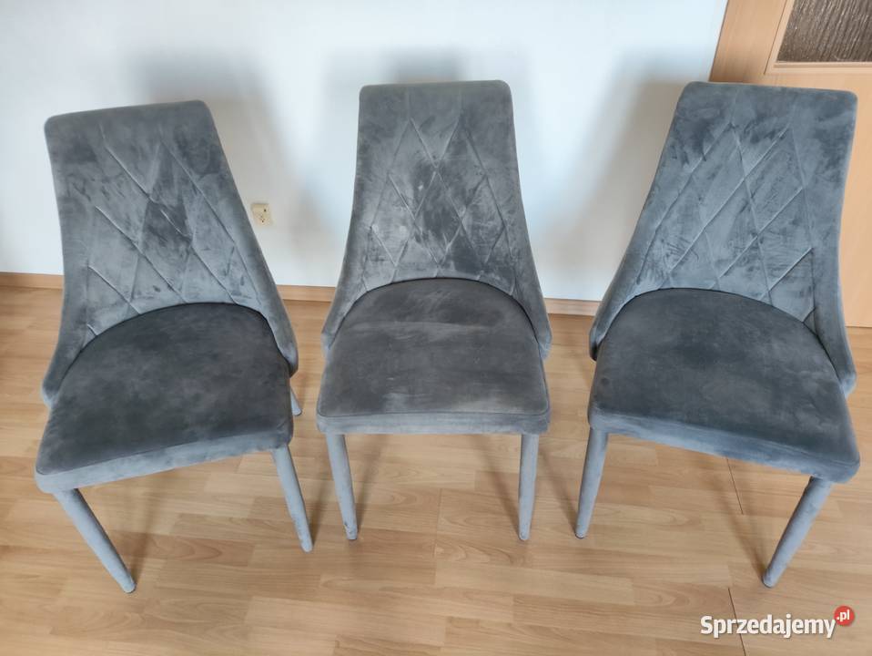 Krzesła tapicerowane TRIX Velvet szare do Chotomów
