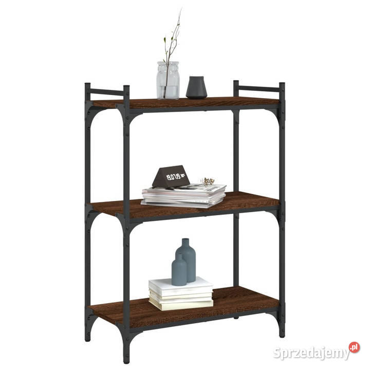 3poziomowy regał na książki brązowy dąb 60x30x86