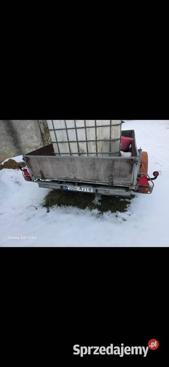 Przyczepa jednoosiowa dyszel typ bocian 2000dmc Burtowe i plandeki Czeladź