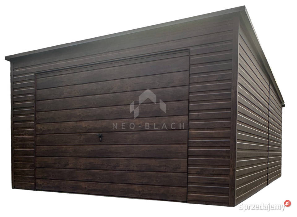Garaż Blaszany 4x6m Brama uchylna Rynny Ciemny 24m2 wielkopolskie Nowy Tomyśl