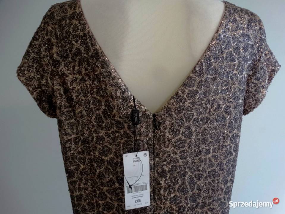 Sukienka Złota Cekinowa Balowa Wieczorowa krótki Łomża