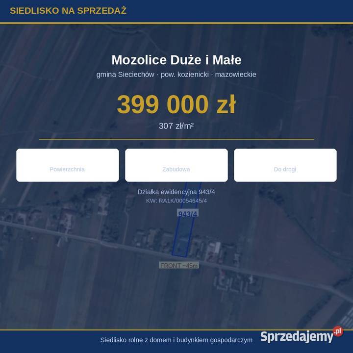 Działka siedliskowa z domem 130 ha Mozolice Duże 31zł/m2 sprzedam