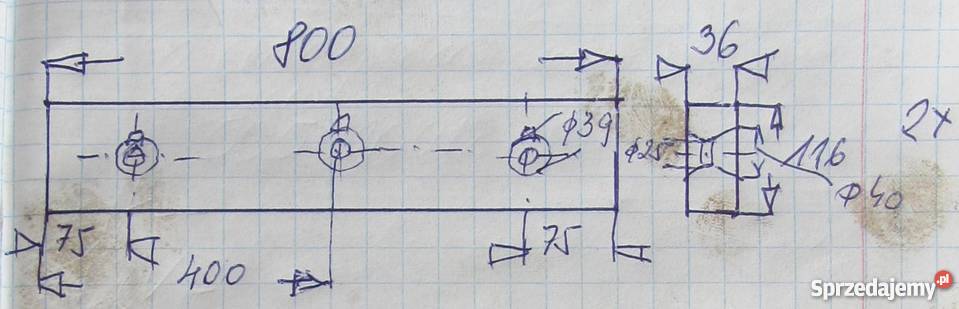 Nóż noże do gilotyny 800 x 116 x 36 mm Tuchola