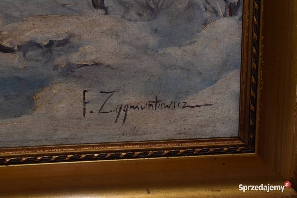 I ZYGMUNTOWICZ Stado Łosi w Lesie Stary Obraz Kraków