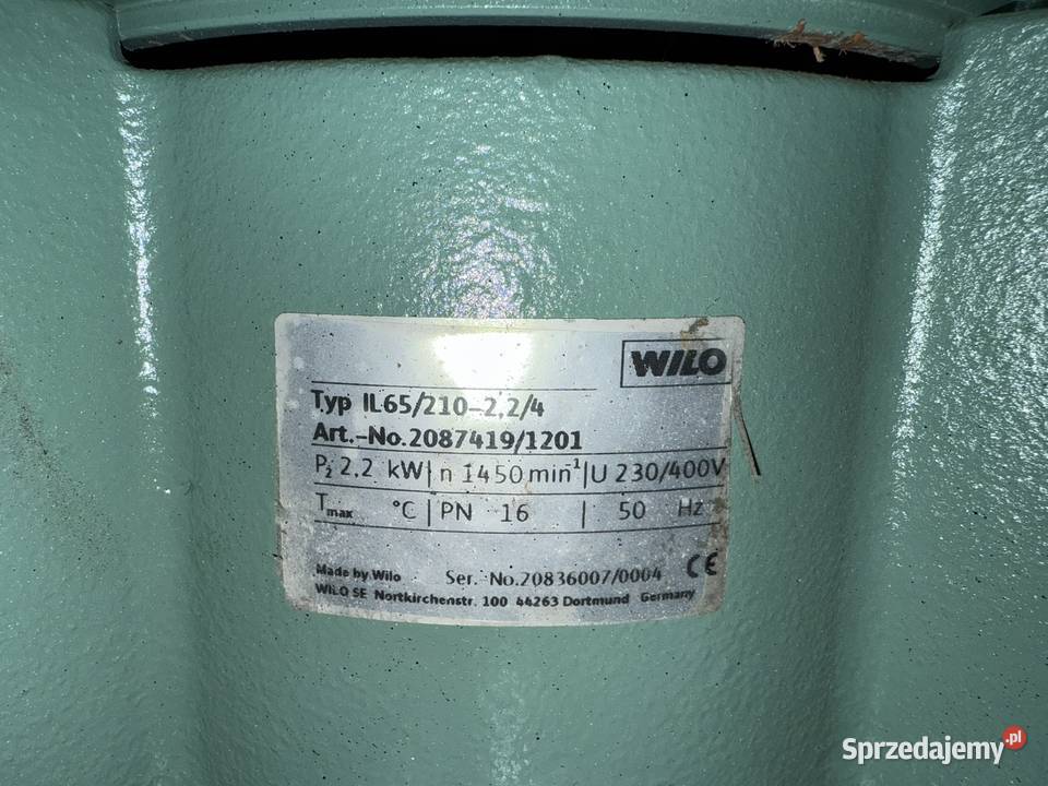 Pompa obiegowa Wilo IL 65210224 ChillerTech Pozostałe Wałsnów