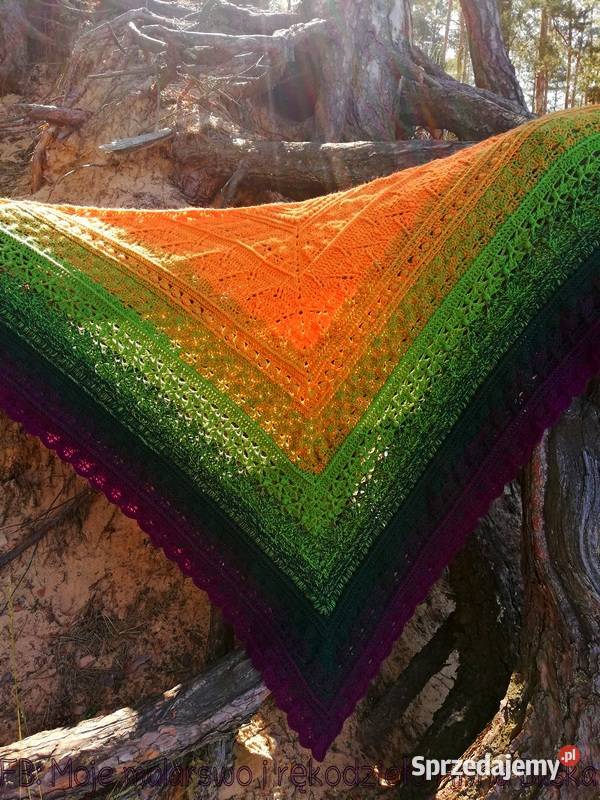 Chusta ombre w kolorach jesieni rękodzieło na Skarżysko-Kamienna