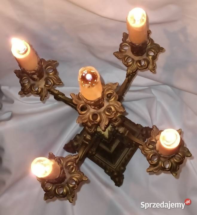 Pałacowy pięcioramienny kandelabr świecznik dolnośląskie Góra