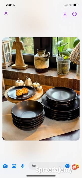 169 Zestaw obiadowy 18 elementów czarny szary Zabrze