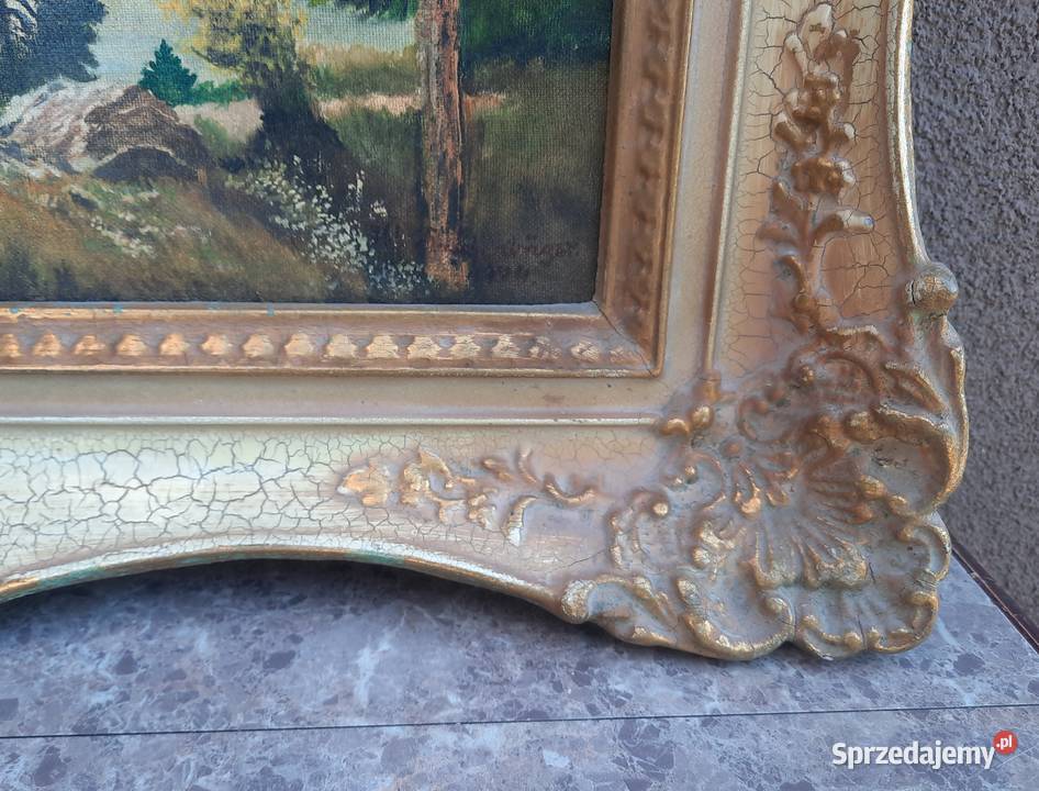 35 Pejzaż górski obraz olejny piękna rama Tczew sprzedam