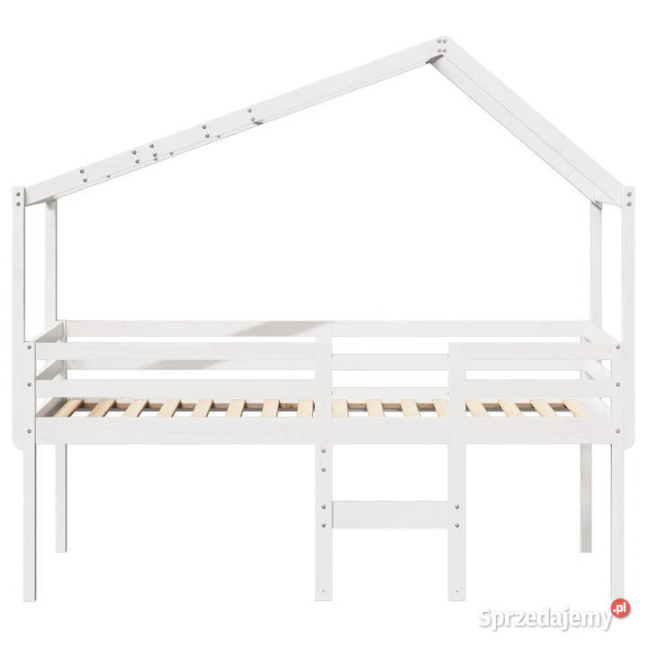 Wysokie łóżko z dachem białe lite drewno sosnowe 89cm