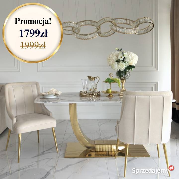 Krzesło DIANA Glamour Beż Welwet Złote Nogi 56cm mazowieckie Warszawa