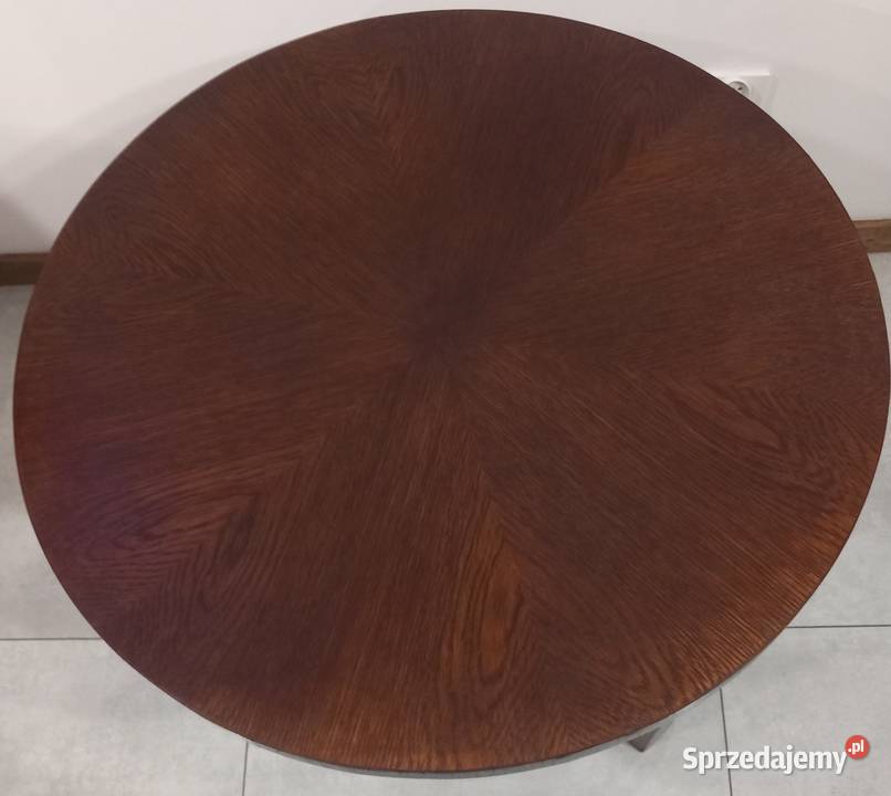 Okrągły kawowy dębowy stolik Art Deco Bielany Wrocławskie