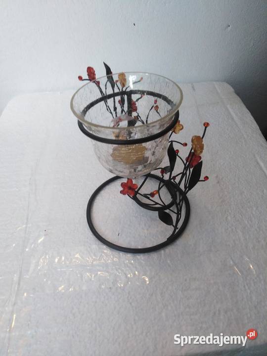 Świecznik ozdobny szklanometalowy Dekoracje i ozdoby Ostrołęka