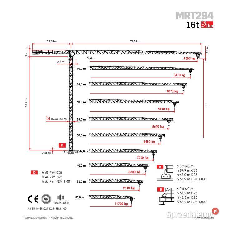 Żuraw dźwig Raimondi MRT 294 udźwig 14 ton dolnośląskie Ligota Piękna