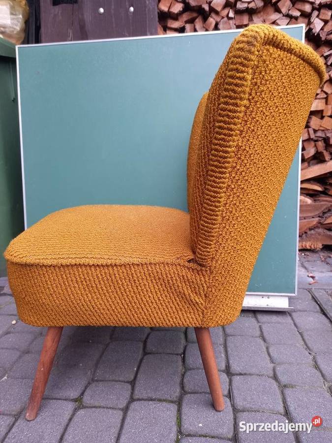 Stary fotel patyczak muszelka PRL vintage Rawicz