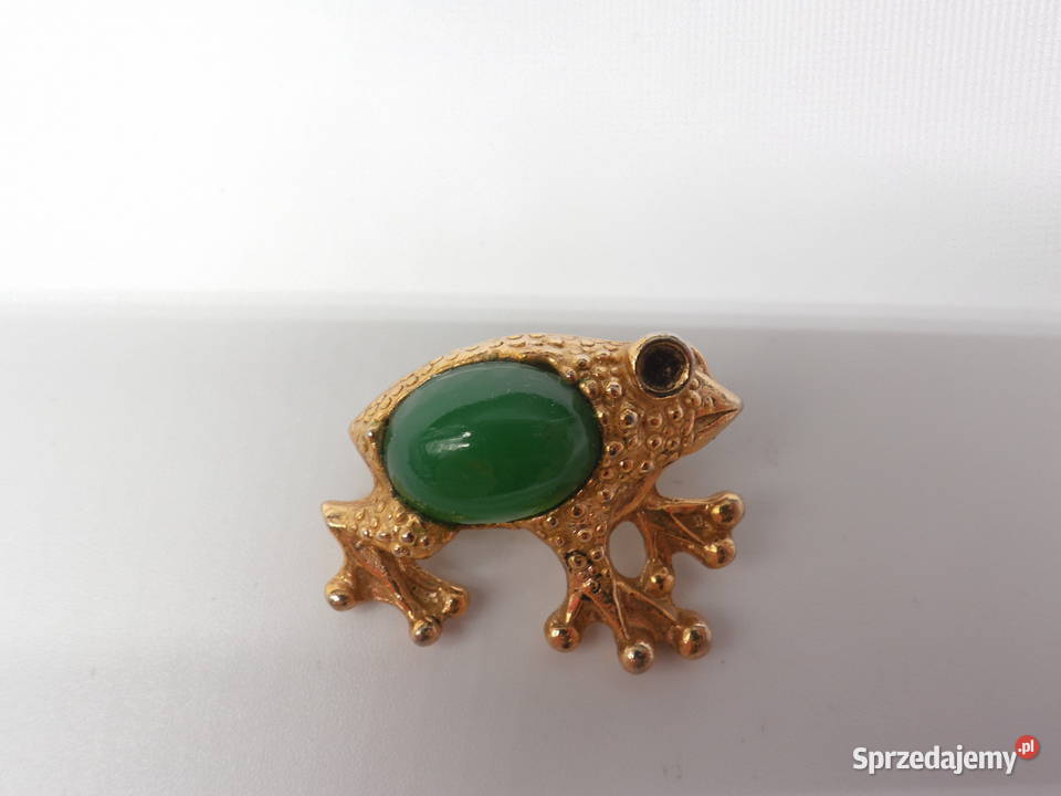 Broszka Vintage Żabka z Zielonym Oczkiem Raszków