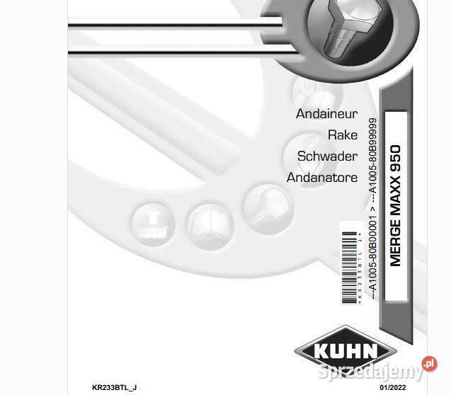 KUHN MERGE 950 zgrabiarka katalog części świętokrzyskie