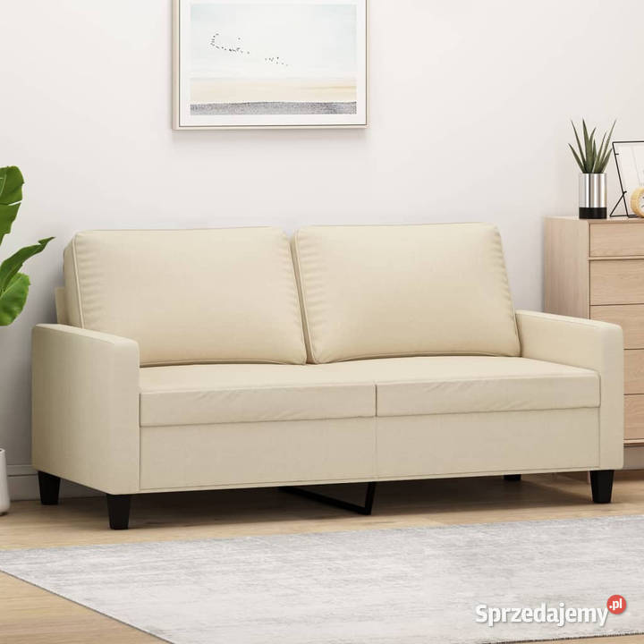 2osobowa sofa kremowa 140 tapicerowana tkaniną Warszawa