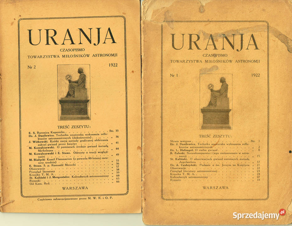 Najstarsze numery URANIA 1922 do 1930 r.