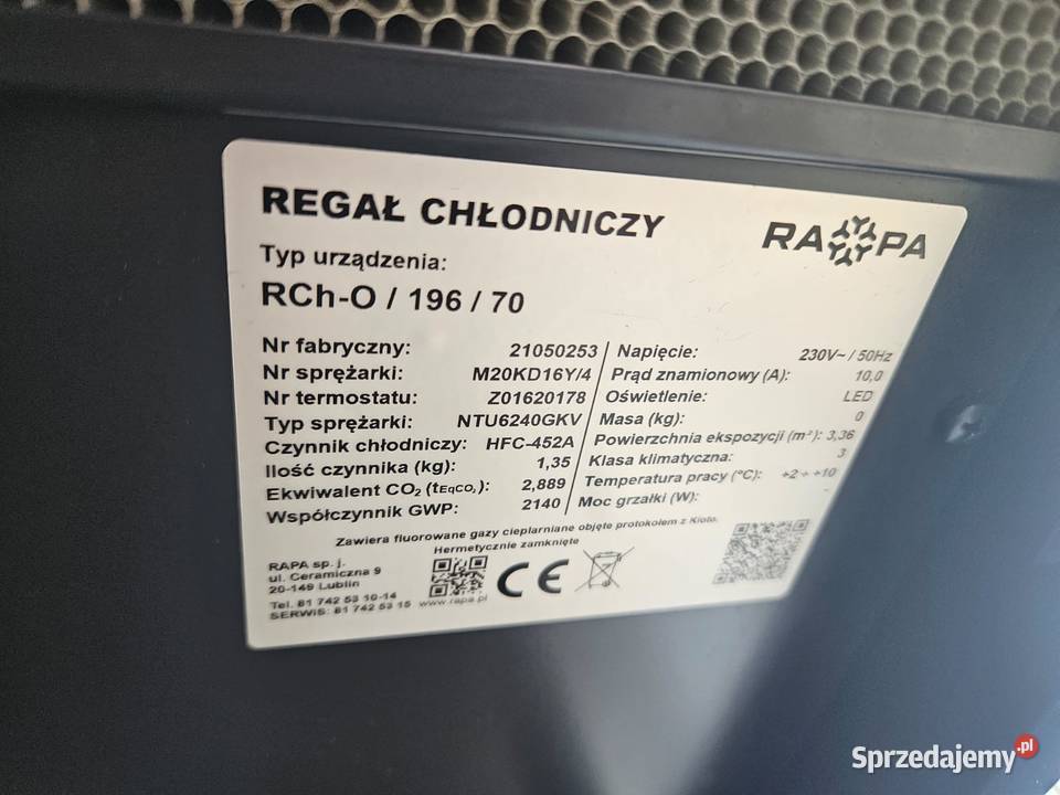 Regał chłodniczy otwarty bez drzwi Rapa RChO Pszczyna