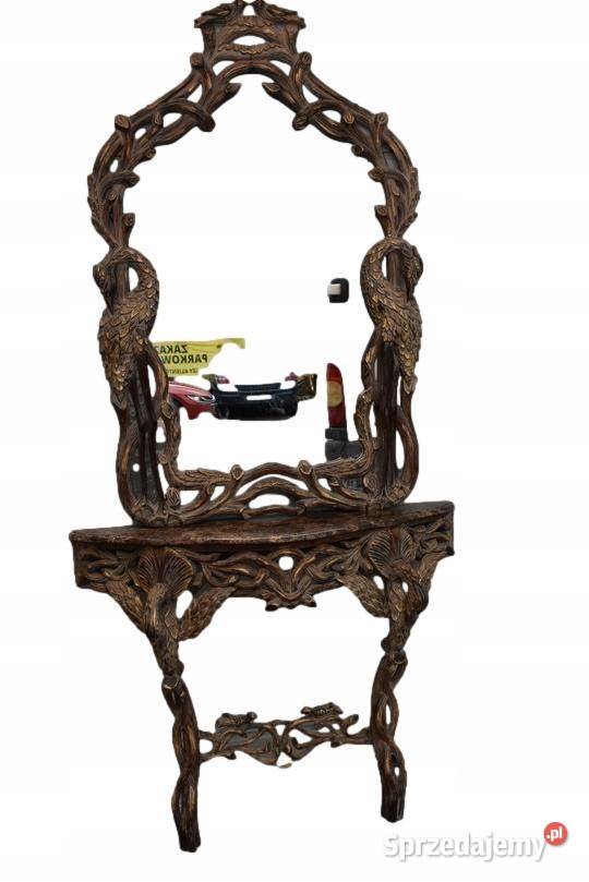 Barokowa Drewniana Konsola z Lustrem Lustro