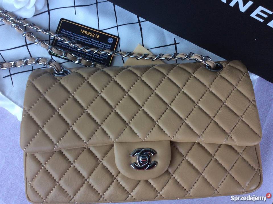 Chanel 255 Classic Flap Lambskin Beżowa